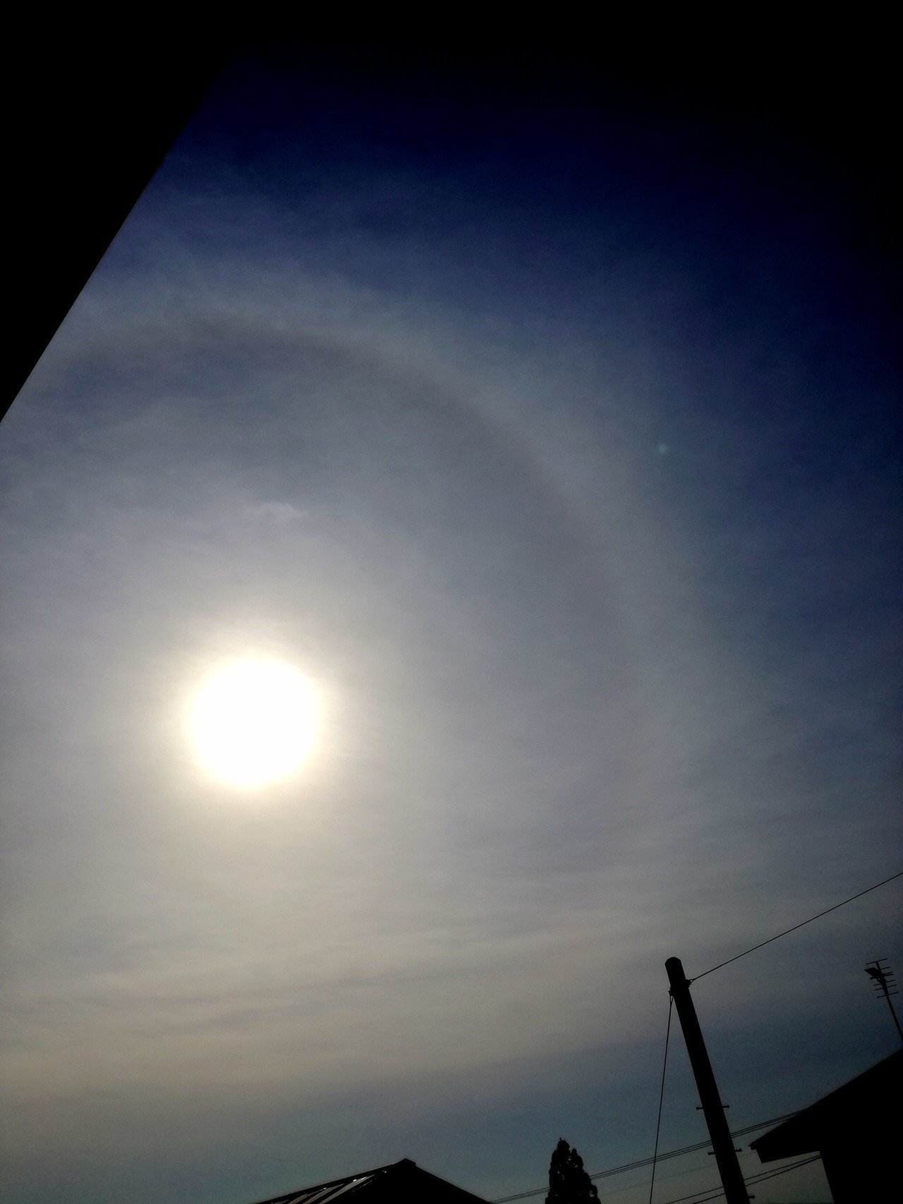 おはようドグ W 平川市上空に日輪が出ているドグ きれい 年間13回ぐらいこれを見るドグ子 薄い雲が空に出ているときは 太陽の周りに出やすいドグ W 丸い虹を見ると 誰かが 山田スイッチ Note