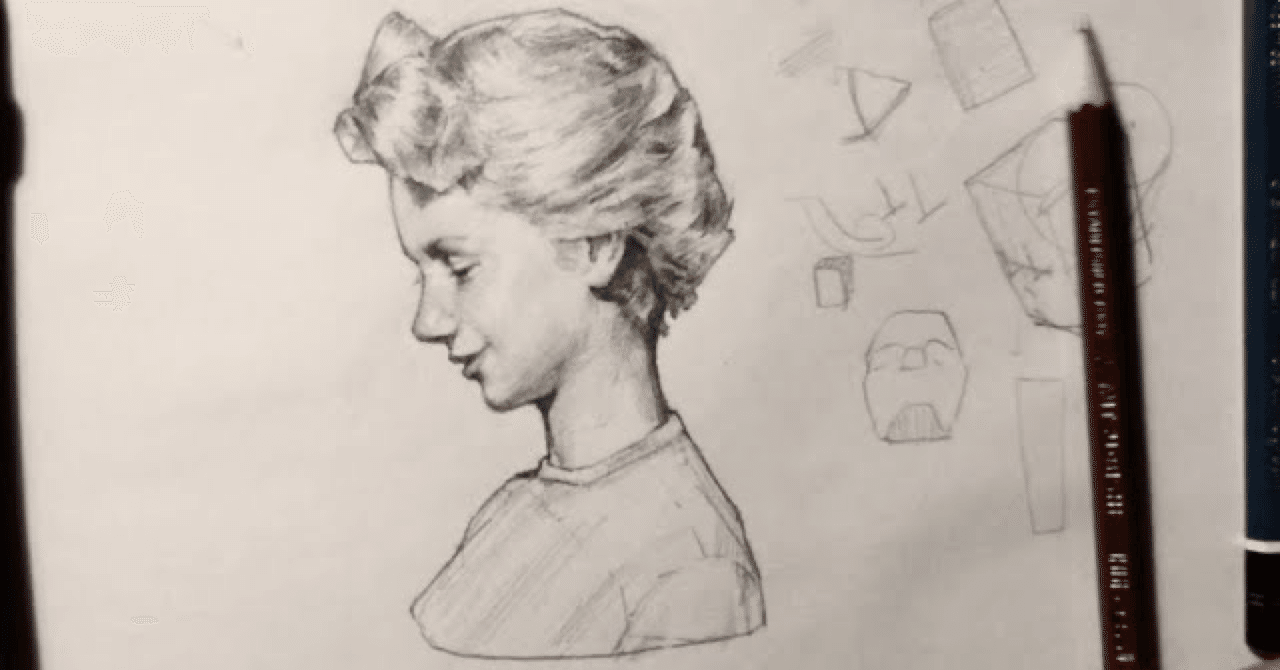 鉛筆画】横顔を丁寧に描きます。｜お絵描き研究ADO