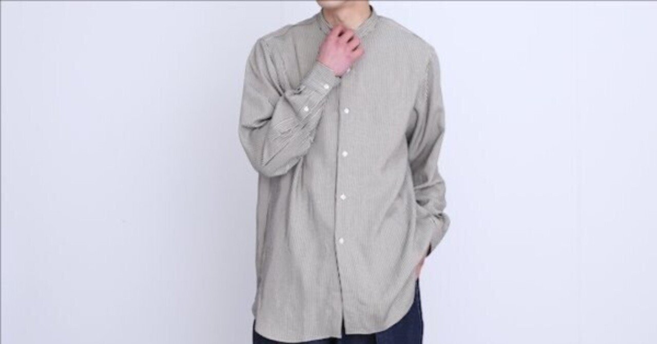 MAATEEu0026SONS BAND COLLAR SHIRTS 即完品 ヒッコリー - トップス