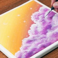 アクリル絵の具で「ミニキャンバスに月の風景」を描いてみた アクリル絵の具で「ミニキャンバスに月の風景」を描いてみた