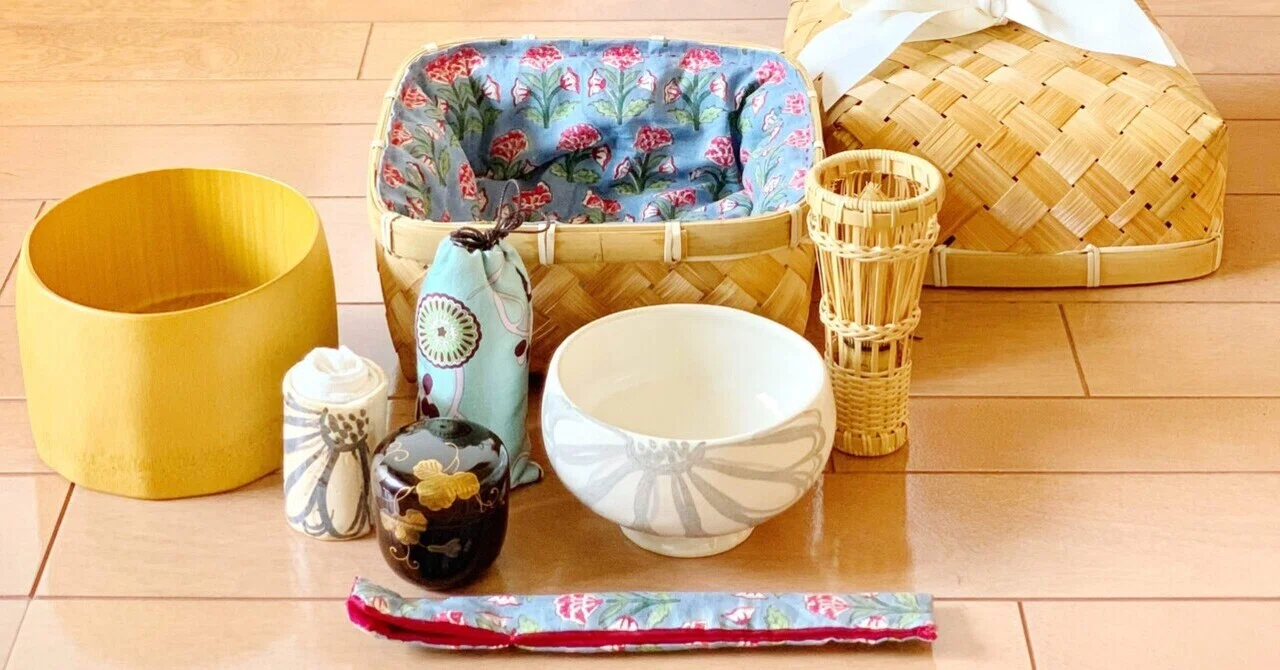 茶バスケットとお揃いの茶杓袋☆簡単に出来る作り方、お教えしちゃい 