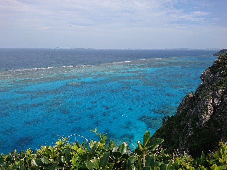 昨日の伊良部島。
通称イグアナ(標高60メートルくらいの断崖絶壁)。
たまにウミガメが泳いでいるのが見える。