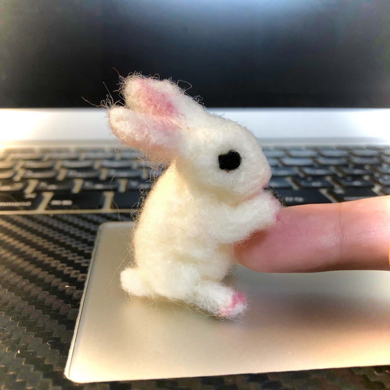 指をつかむ白い子ウサギ Angelrabbits Note