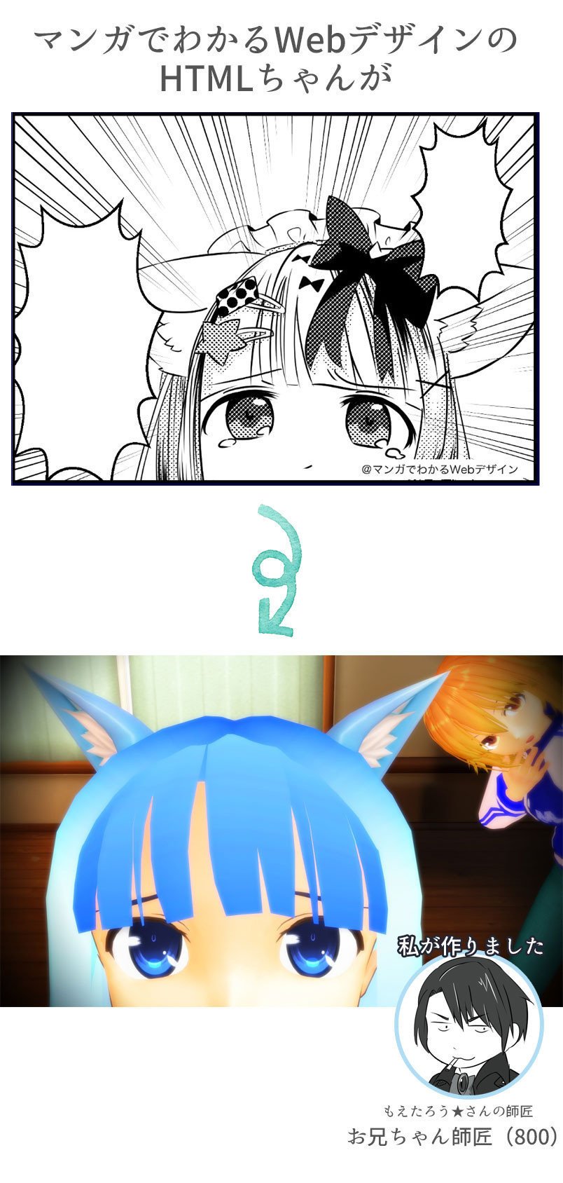 もえたろう☆さんの師匠によりHTMLちゃんに動く猫耳が！｜湊川あい