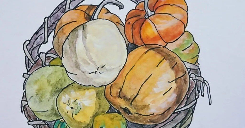 かぼちゃと籠(えこりん村・恵庭市)｜北海道の熊おやじ〜北海道の179