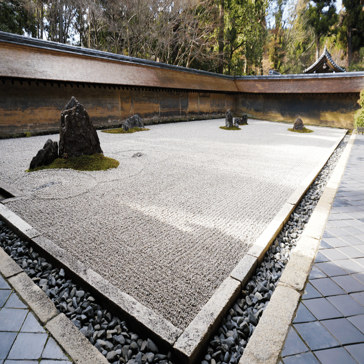 複製/tadashi.N/龍安寺/庭園図/京都/石/風景/布袋屋掛軸HJ-699 複製