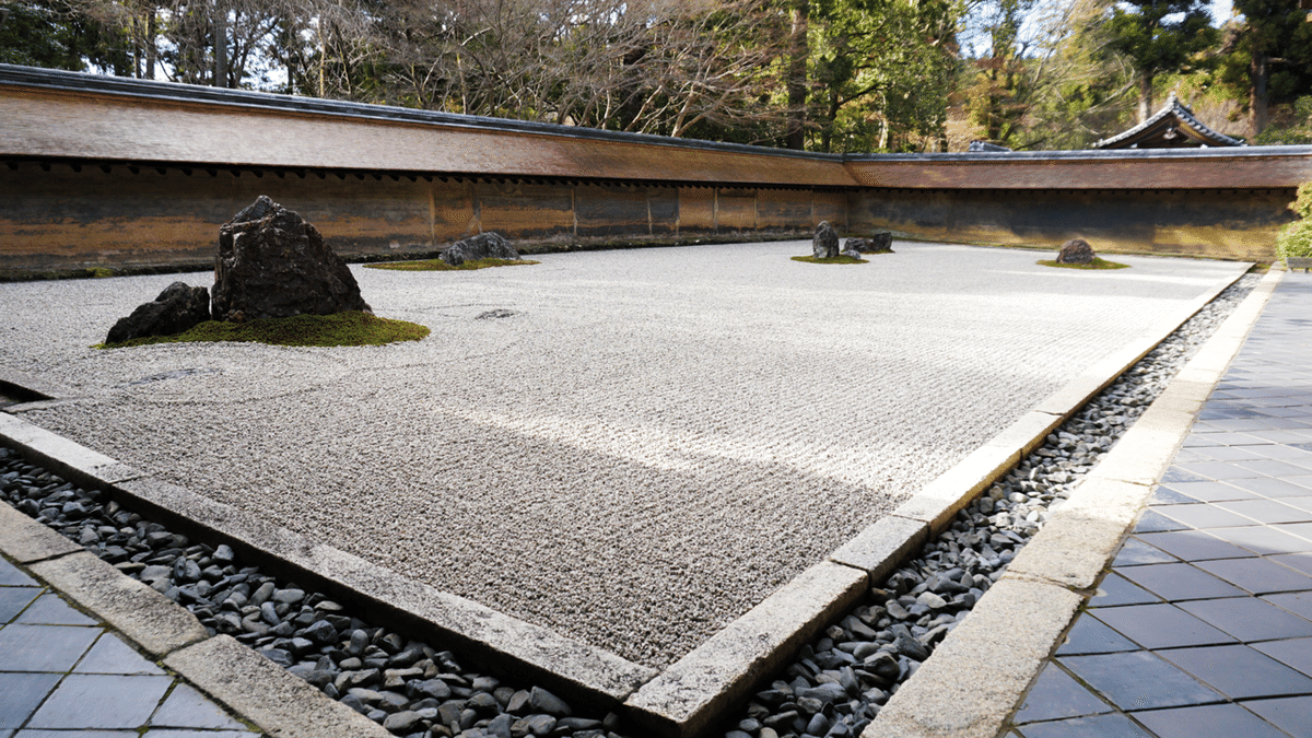 複製/tadashi.N/龍安寺/庭園図/京都/石/風景/布袋屋掛軸HJ-699 龍安寺“西の庭” ― 世界遺産…京都市右京区の庭園。 | 庭園情報