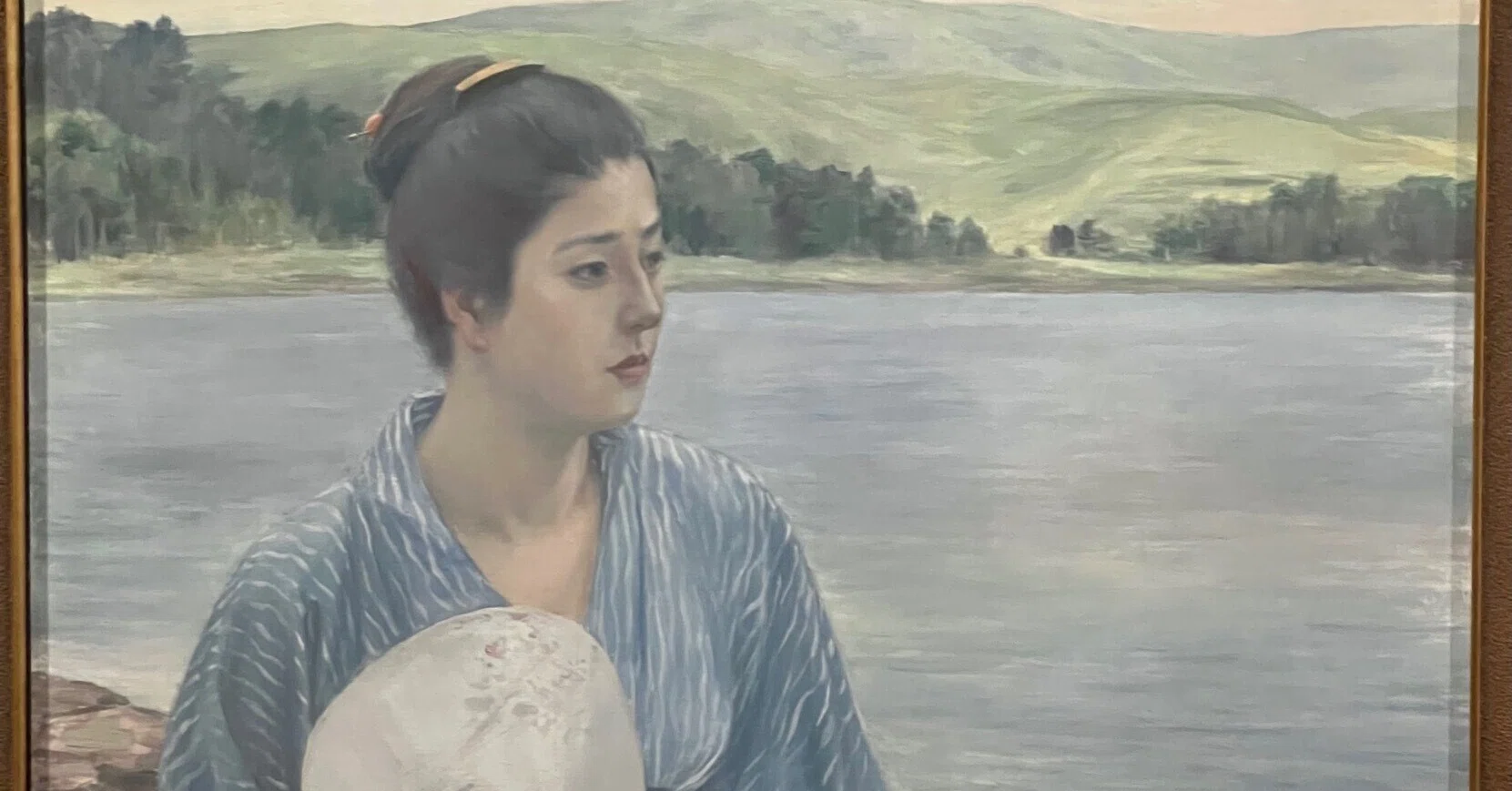 黒田清輝、【湖畔】、年代物・希少な画集画、新品高級額 額装付、状態良好 湖畔 文化遺産オンライン