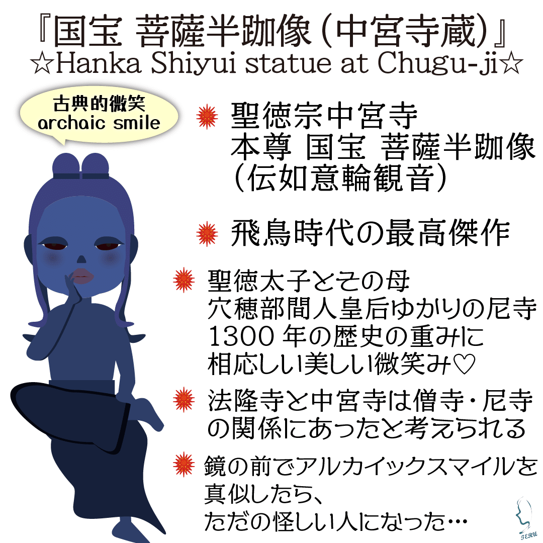 中宮寺 国宝 菩薩半跏像(伝如意輪観音)』のイラスト🎨|輝っち
