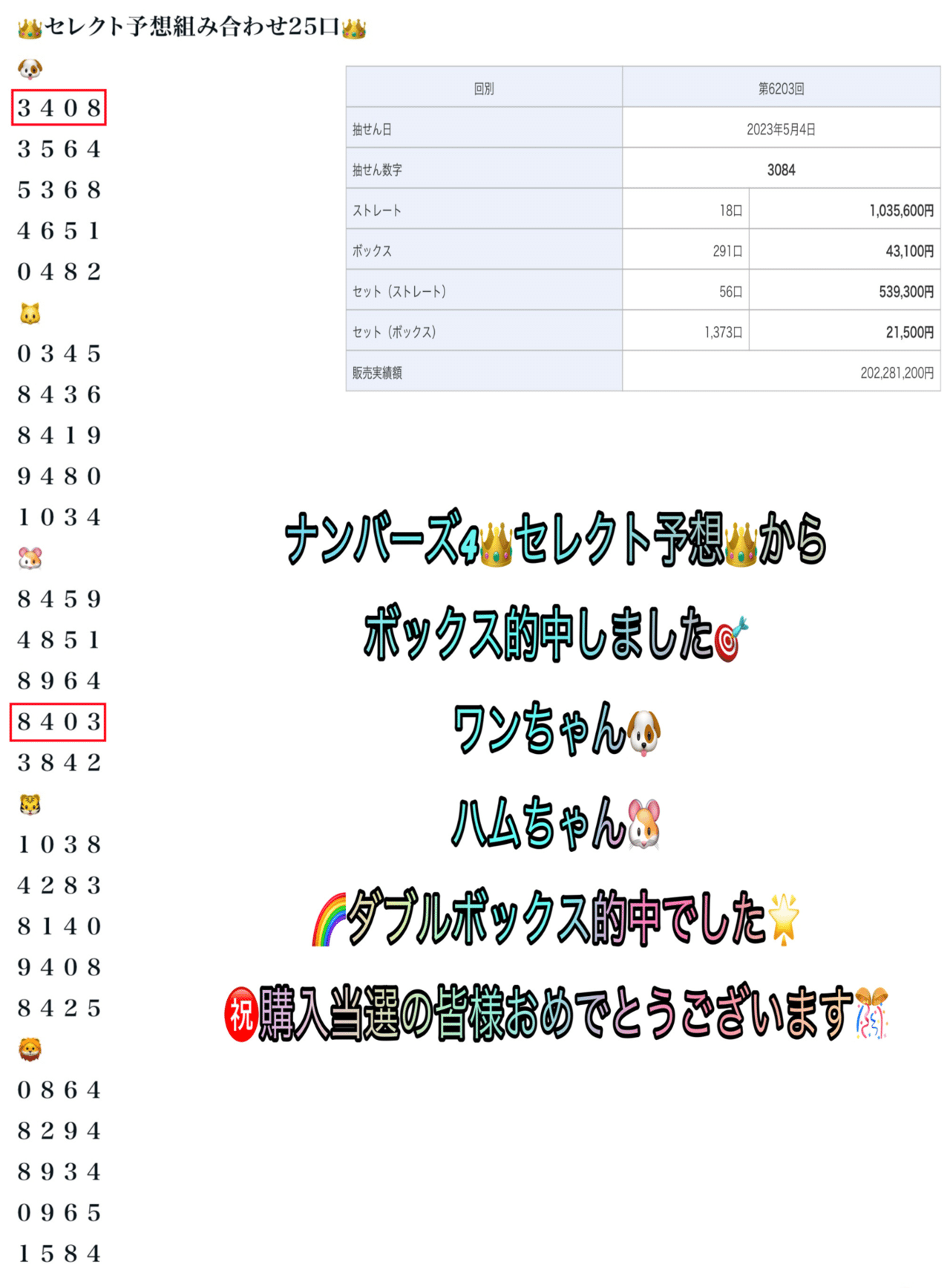 ☆当選保証☆ナンバーズ4☆ストレート予想