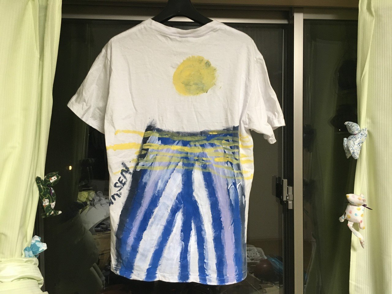 月明かりと富士山 無地のtシャツにアクリル絵の具で Reiwa Spirit 令和復興 Note 月明かりと富士山 無地のtシャツにアクリル絵の具で Reiwa Spirit 令和復興 Note