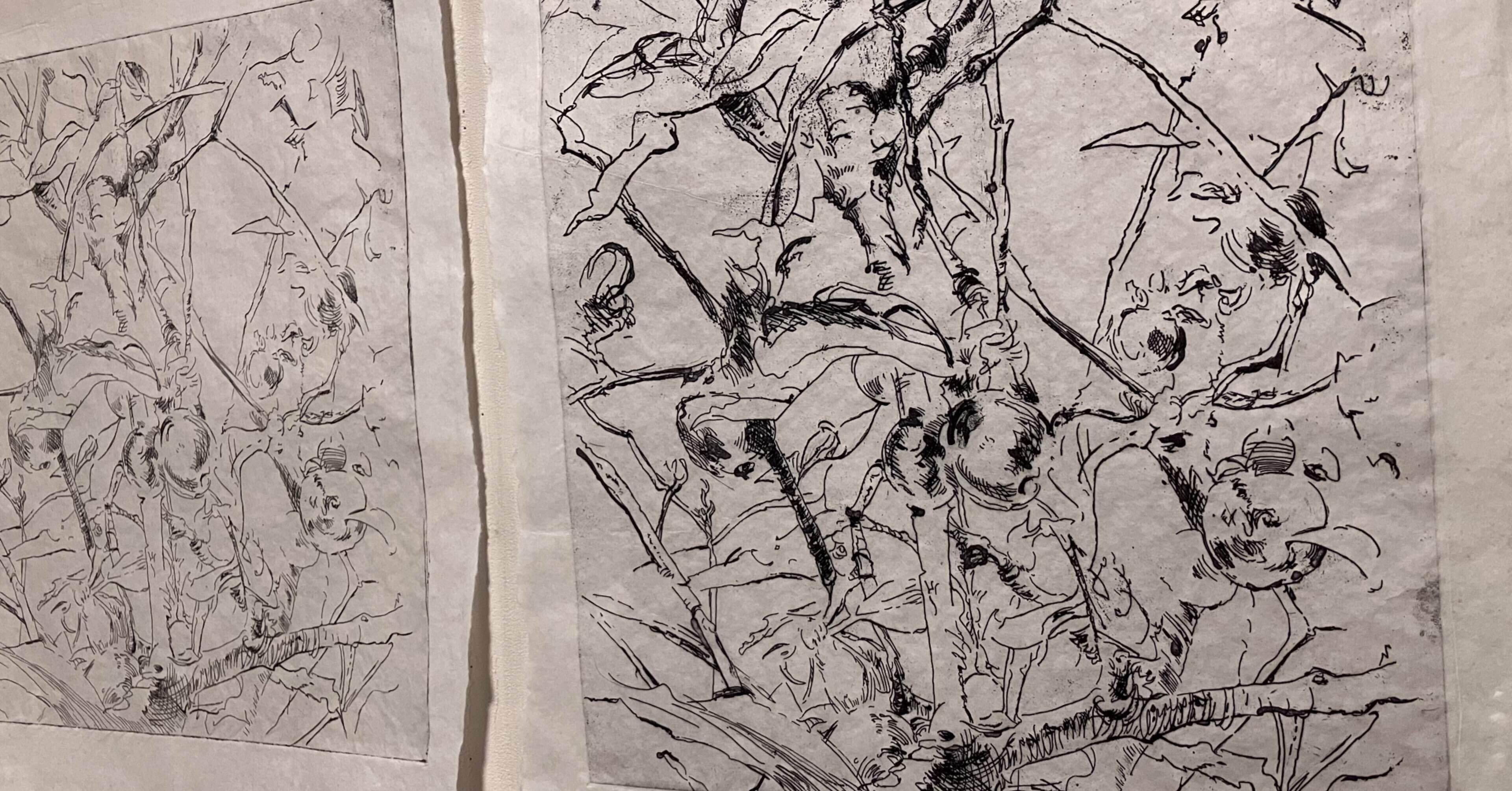 樹の中で」銅版画制作動画／銅板の準備から下絵転写まで。｜齋藤悠紀