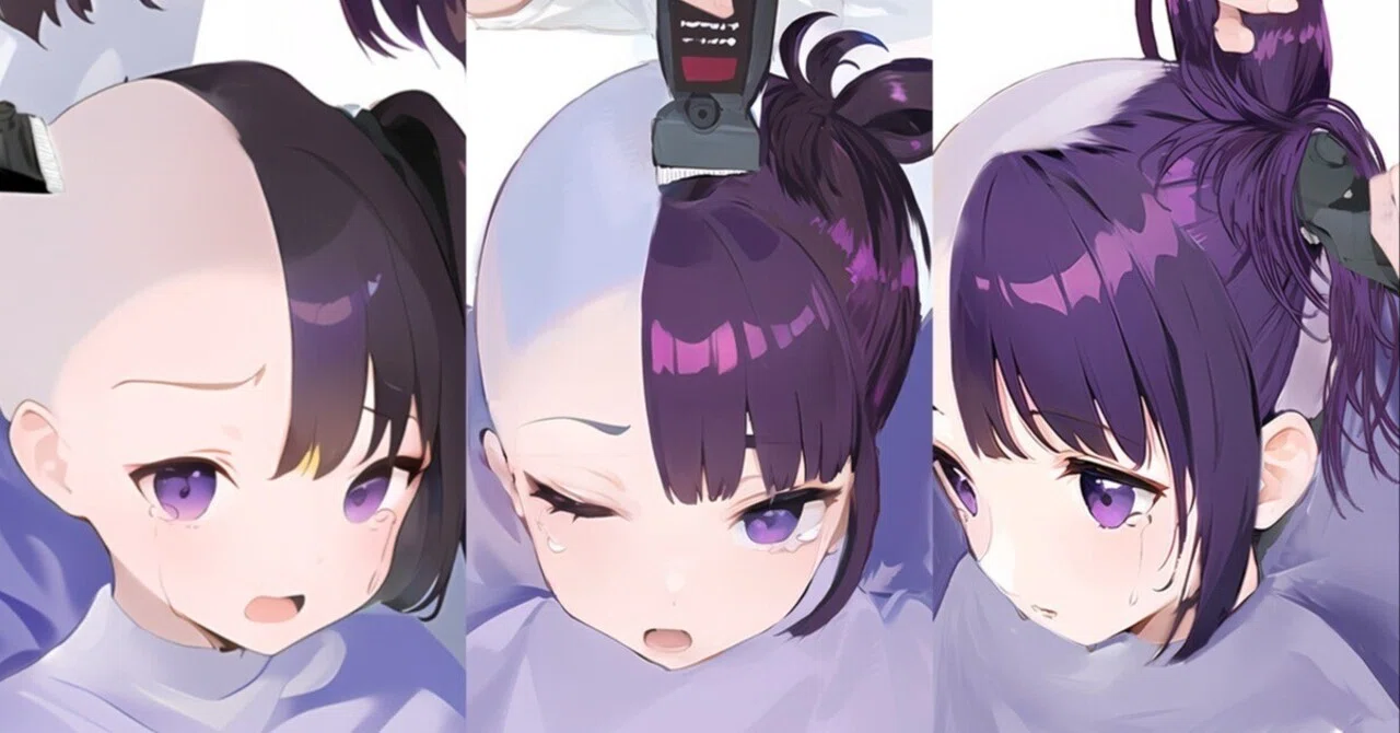 【AIイラスト研究：差分なし3枚！】黒髪ツインテールのバリカンカットイラスト集制作に向けて03｜Hair Salon Alocer