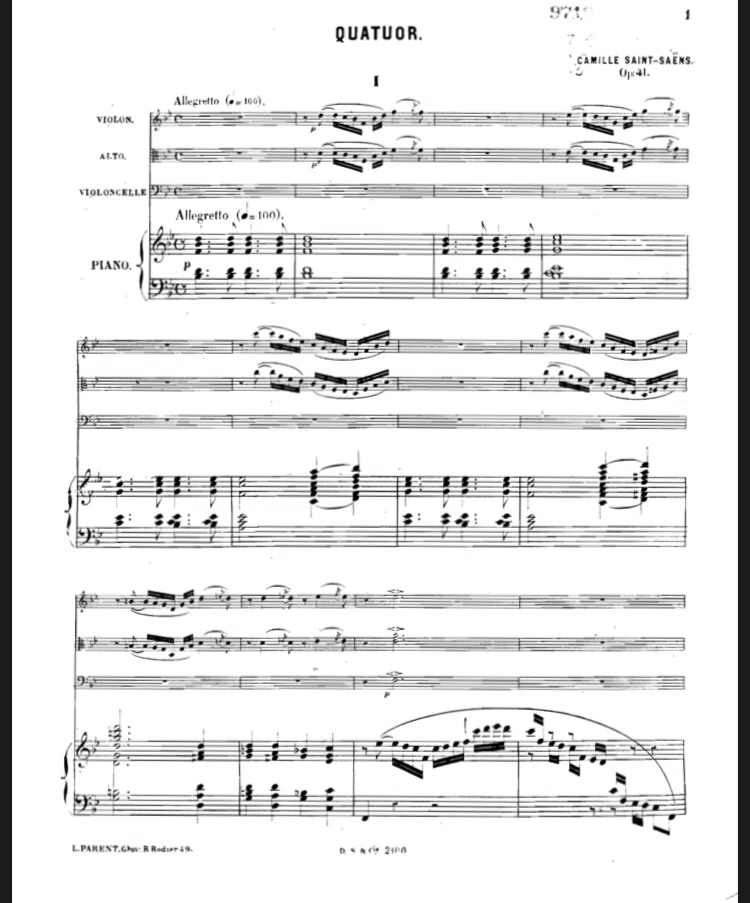 覚書】ブラームスのピアノ四重奏曲第一番をどう弾くか: サン=サーンス