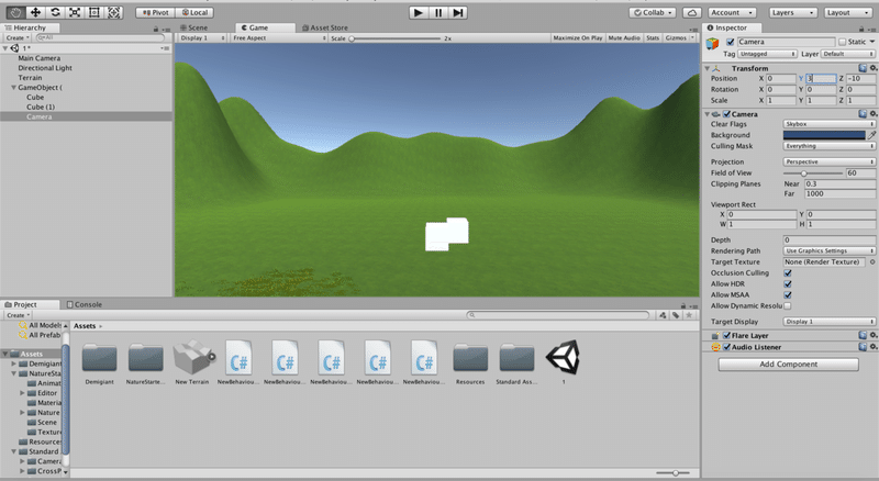 カメラを動くcubeに追跡させる ぷもん Note