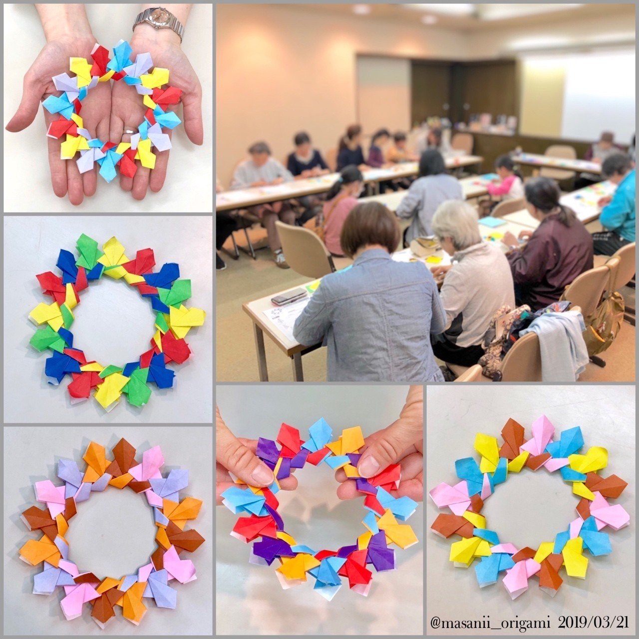 折り紙講座レポ 図書館コラボ企画 月刊おりがみ5号 18年12月号 編み込み風リース にチャレンジ まさにぃ Note