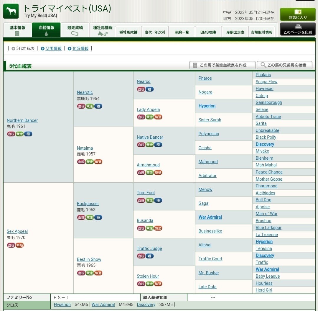 トライマイベストは、アメリカ合衆国生産、アイルランド調教の競走馬。主な勝ち鞍は1977年のデュハーストステークス。全弟に英2000ギニーなど