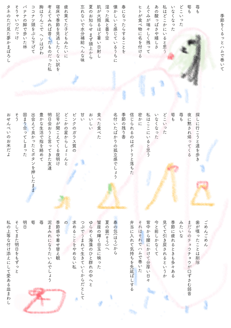 詩 季節をくるっとハムで巻いて ここは星粒憩食店 架空 Note 詩 季節をくるっとハムで巻いて ここは星粒憩食店 架空 Note