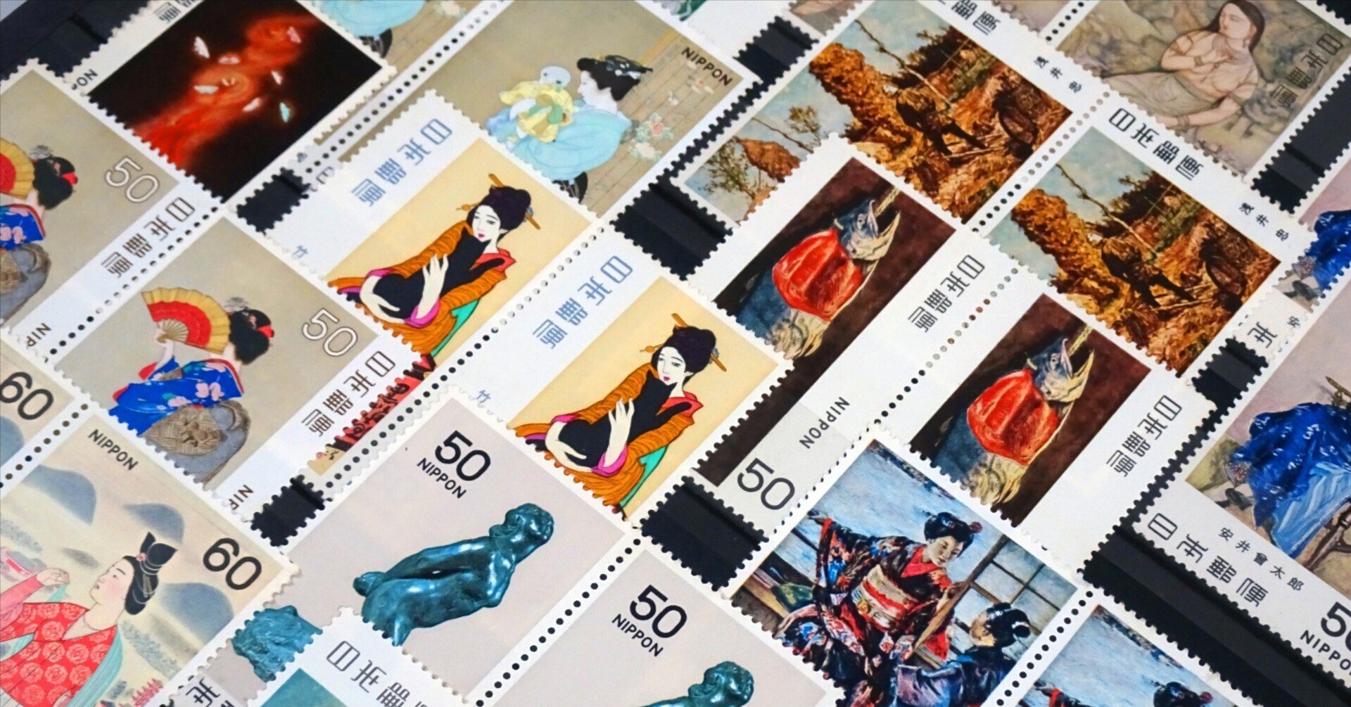 純金切手　二枚　未使用　未開封 1982年昭和57年 切手趣味週間 鳥居清長画 60円×2枚未使用 | 収集ワールド