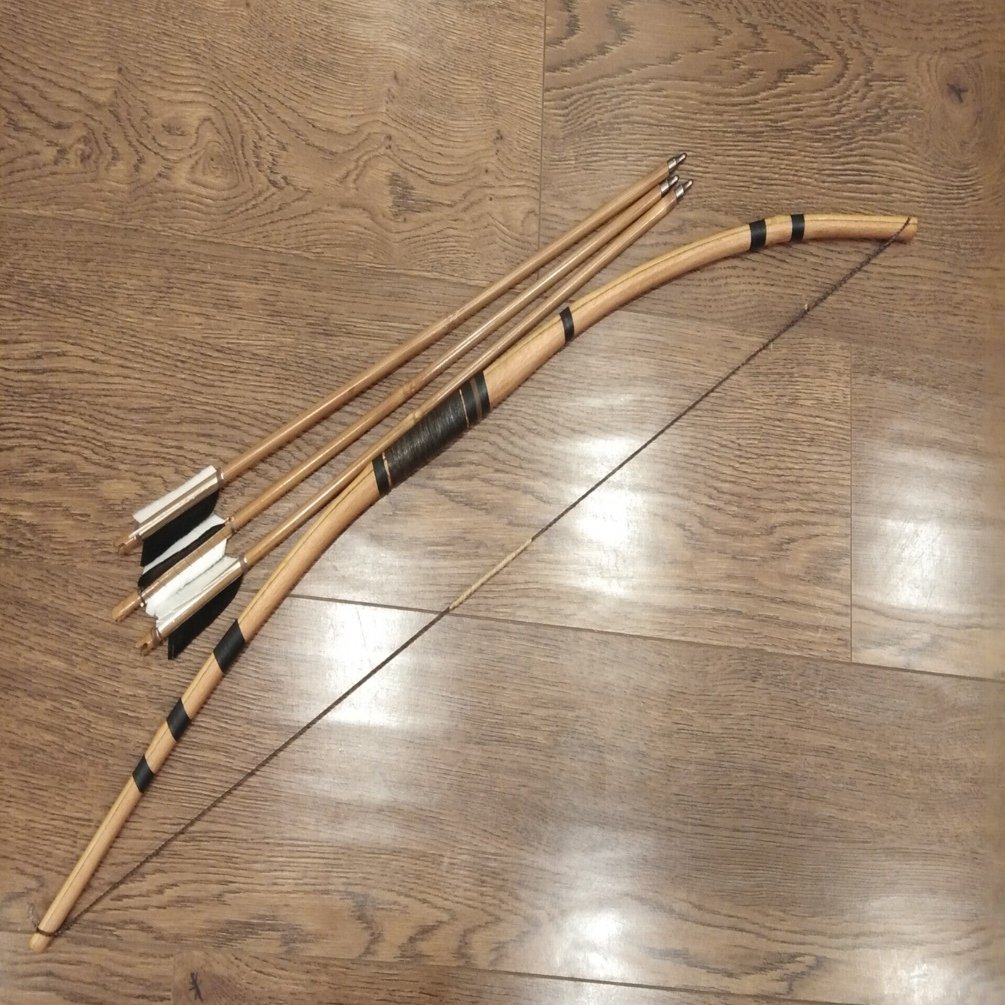 伏竹短弓(複合弓) オオバケヤキ+竹 Bamboo backed short bow