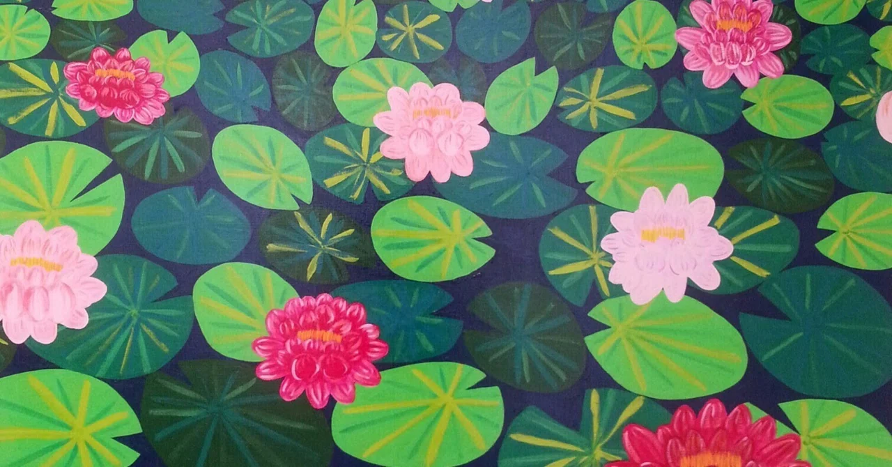 100号の大作の作品紹介⑦ハッピー睡蓮の花｜ハッピー太陽画家小楠アキコ