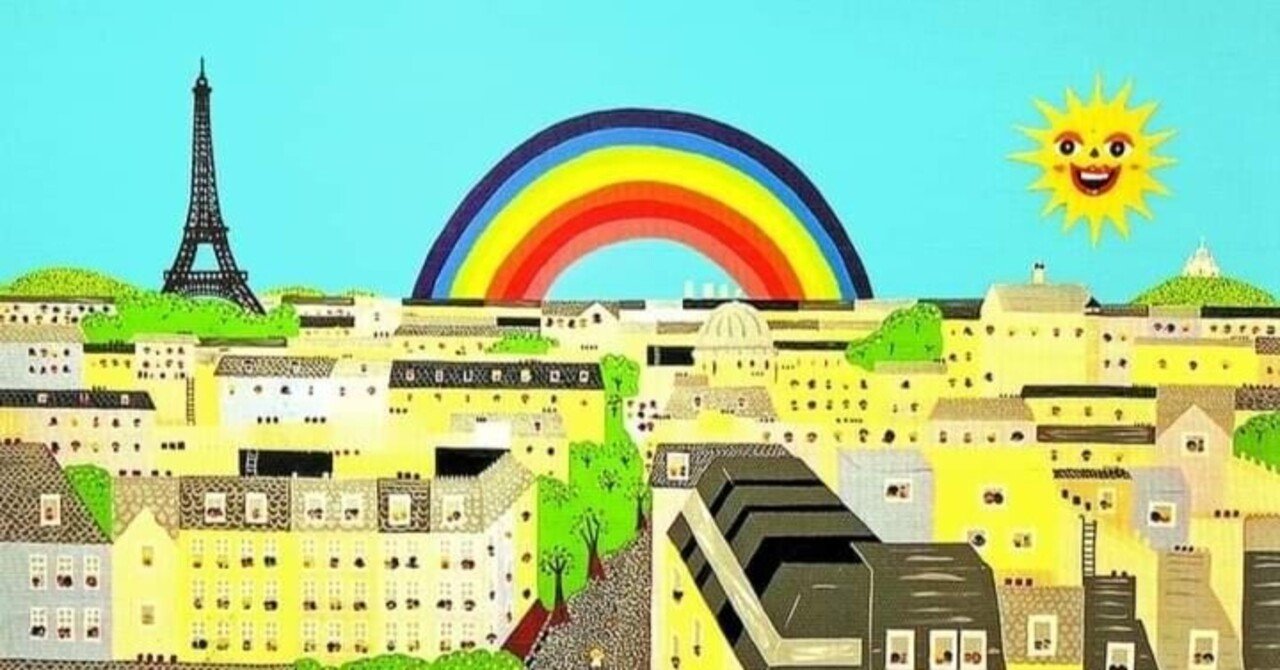 ハッピーパリF50号キャンバス画家小楠アキコ作品 アクリル絵の具