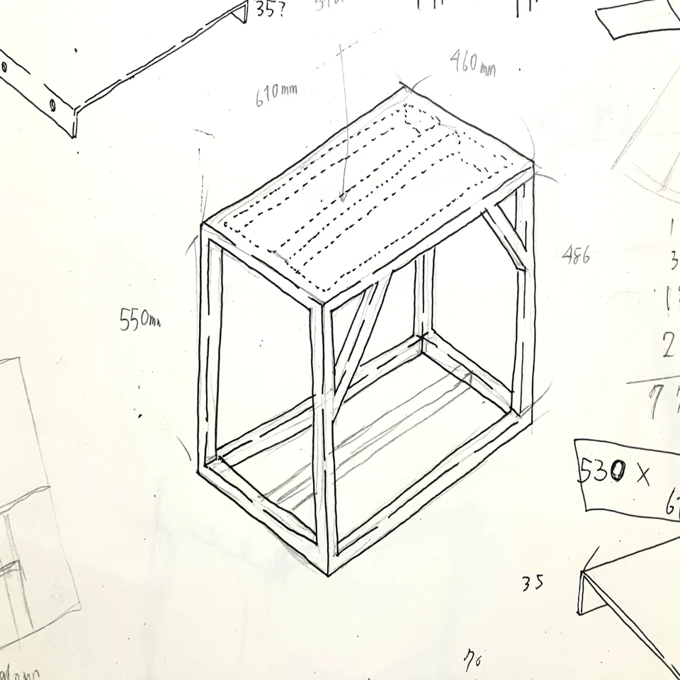 水槽台　製作します。 4鉄製水槽台の設計図を作る。｜もぐりうむ_もぐ