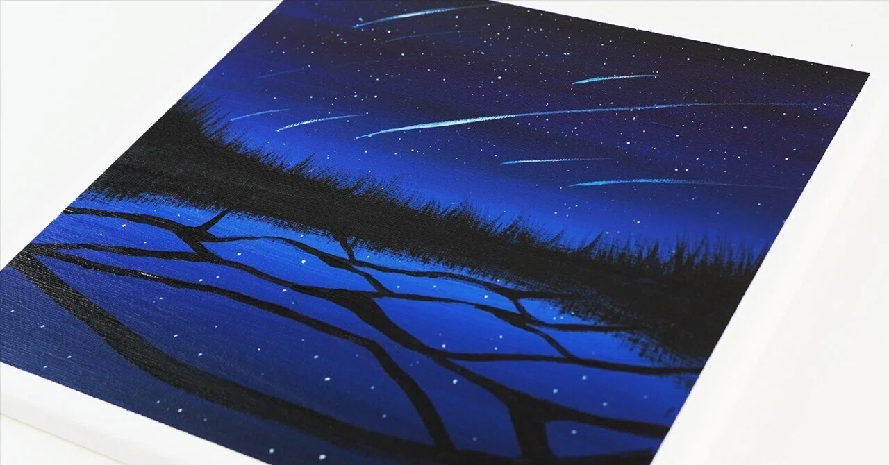 アクリル絵の具で「星空と棚田」を描いてみた｜junya_art
