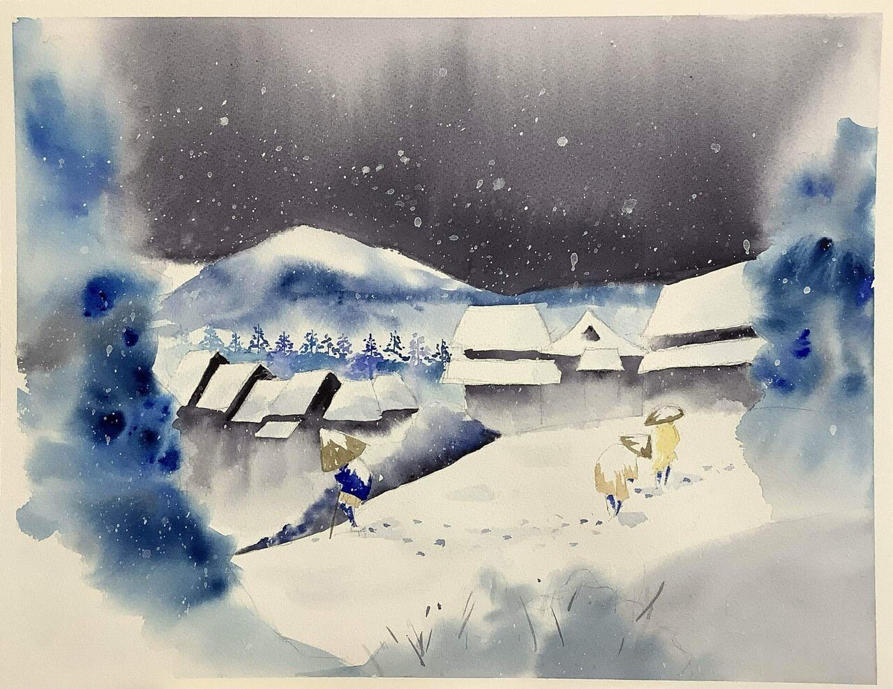 浮世絵模写】Snowy Stroll：夜之雪｜m_kino