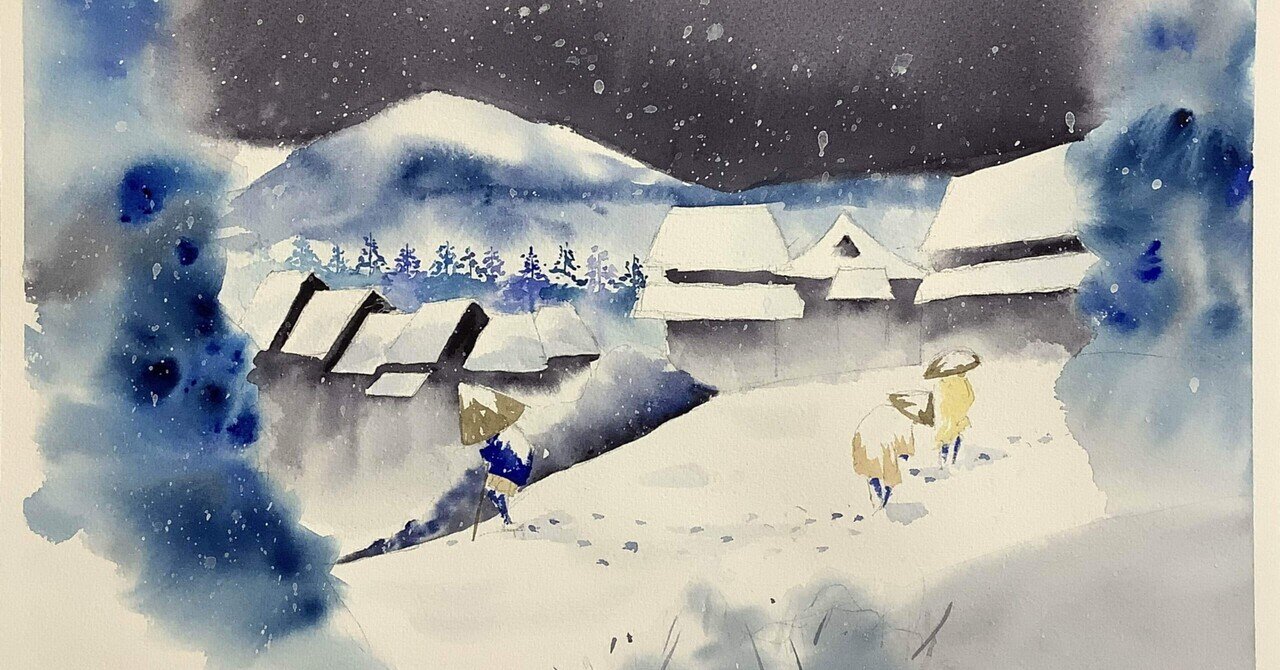 浮世絵模写】Snowy Stroll:夜之雪|m_kino 浮世絵模写】Snowy Stroll:夜之雪|m_kino