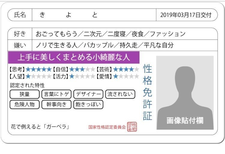 性格免許証が流行るワケ きよぴー Note 性格免許証が流行るワケ きよぴー Note