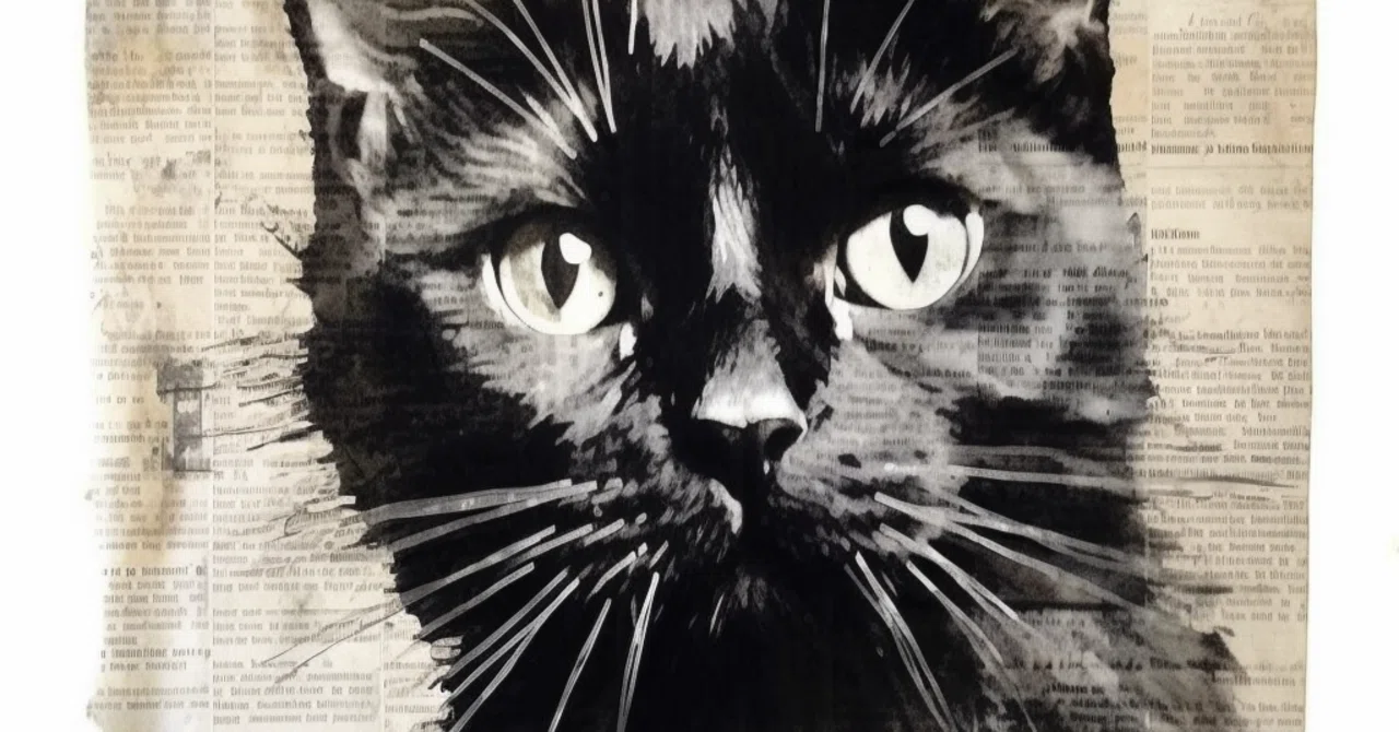 AI Cat Photos Vol. 64: Cats Drawn on Old Newspaper｜Yoshihiro