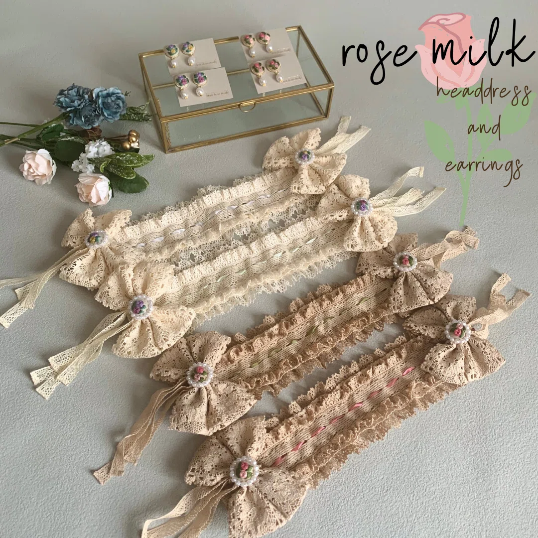 SOLD〜＊小さなレースリース　紅茶染めカラー＊〜 rose milk シリーズについて｜eri＊プチエクランエトワール