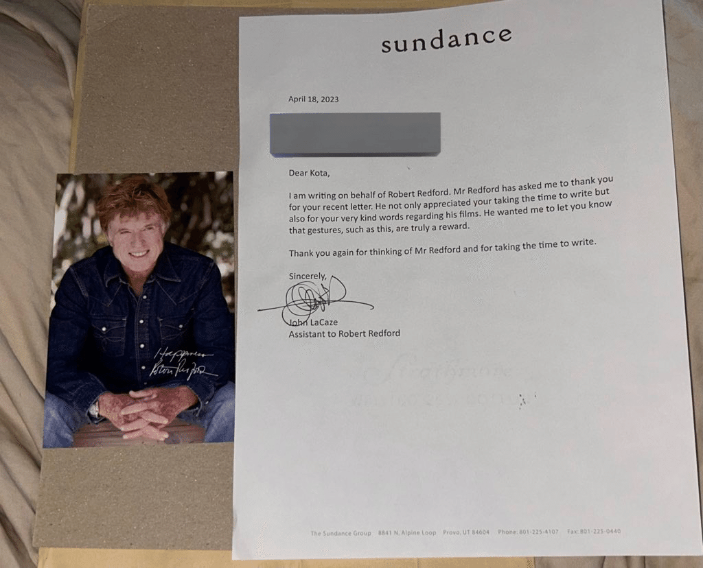 ハリウッドから本人より ロバート・レッドフォード サイン入りポスト