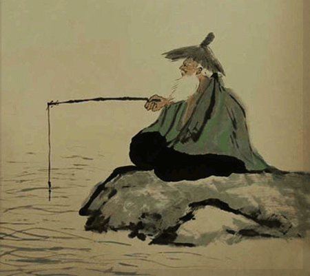 水彩画「太公望」