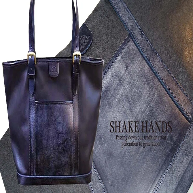 SHAKE HANDS レザートートバッグ 黒 KAWAKICHI MAGAZINE SHAKE HANDS/LEATHER TOTE BAG ｜革キチ
