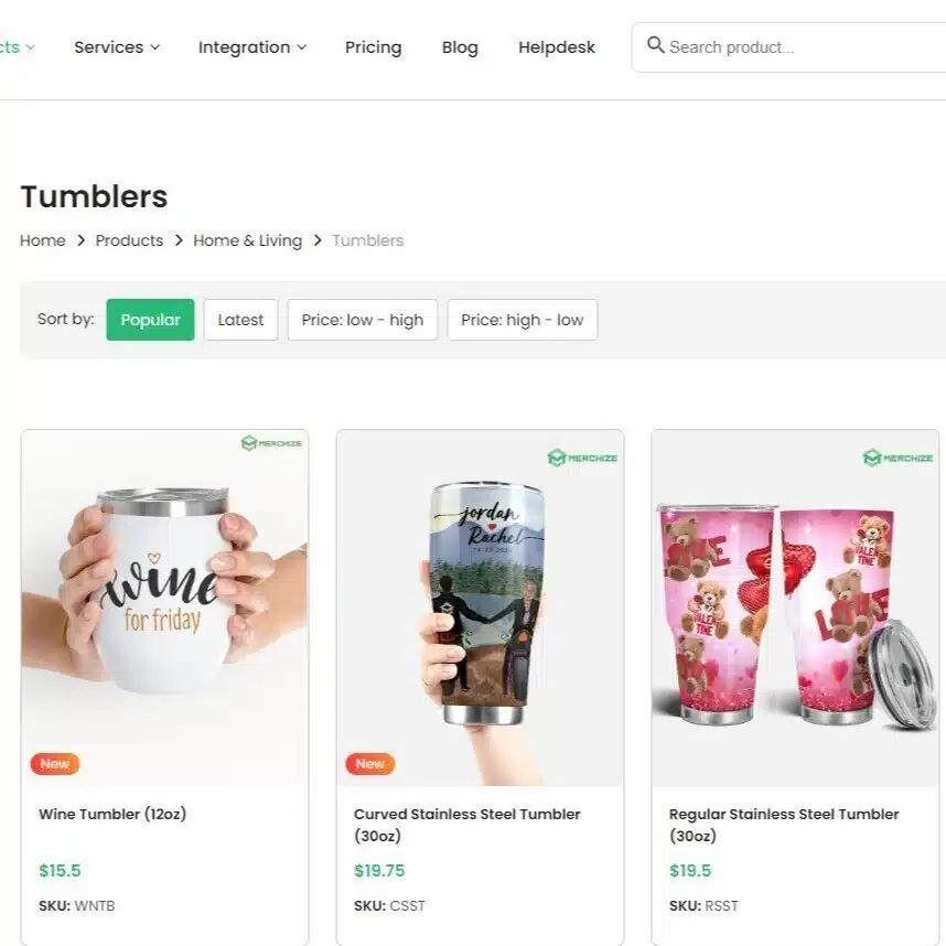 Print On Demand Tumblers Merchize