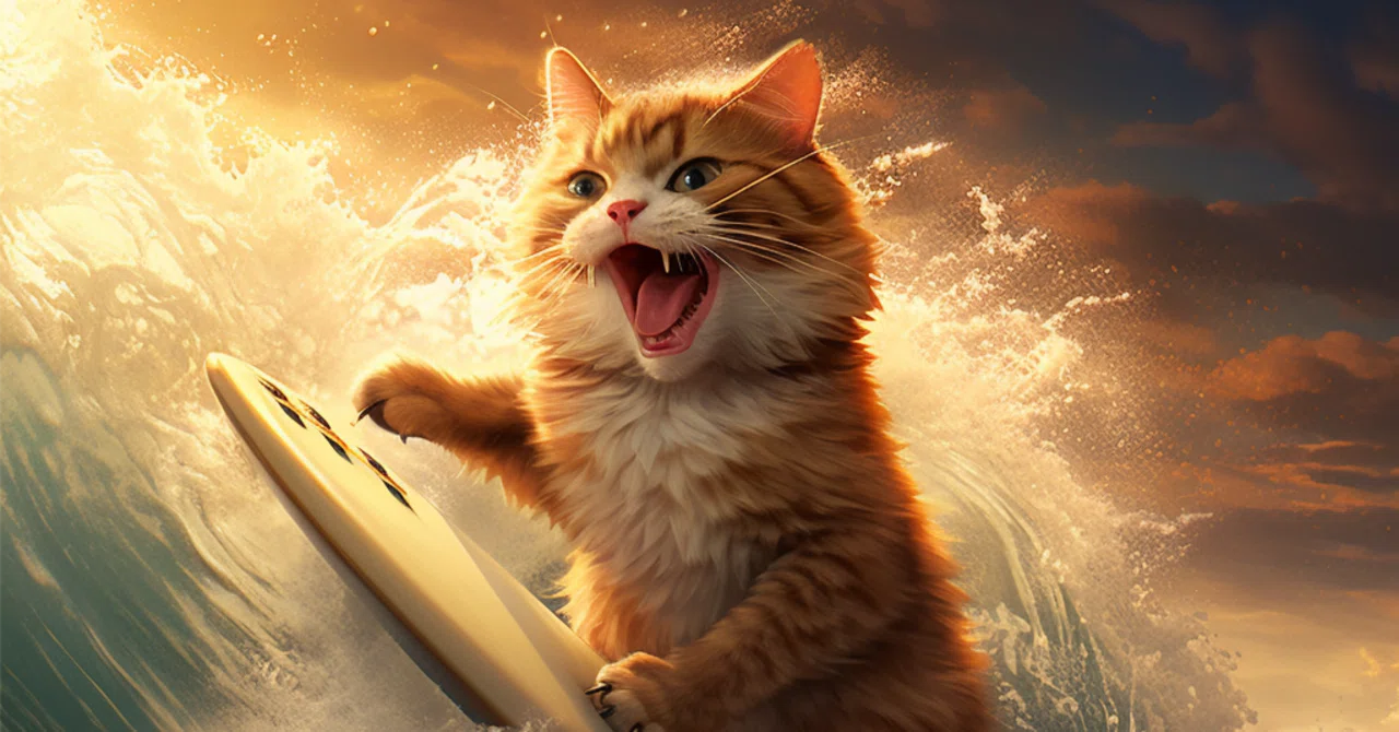 AI猫写真 vol.82 サーフィンしてる猫｜Yoshihiro Tanaka | taziku