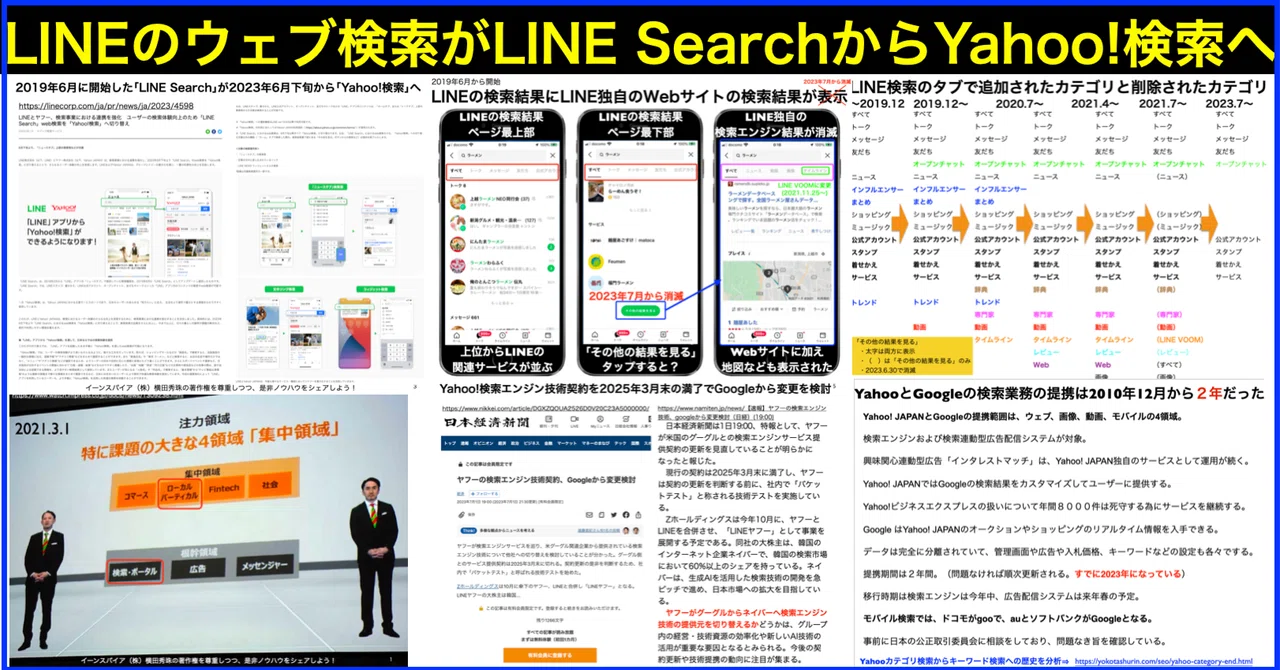 LINEのWeb検索がLINE SearchからYahoo!検索へ変更の影響｜(新潟県)長岡造形大学 情報リテラシー論 講師 横田秀珠