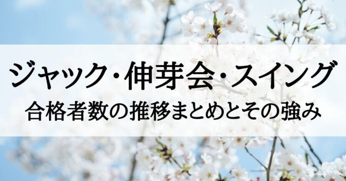 小学校受験の幼児教室ジャック、伸芽会、スイングの合格者数推移