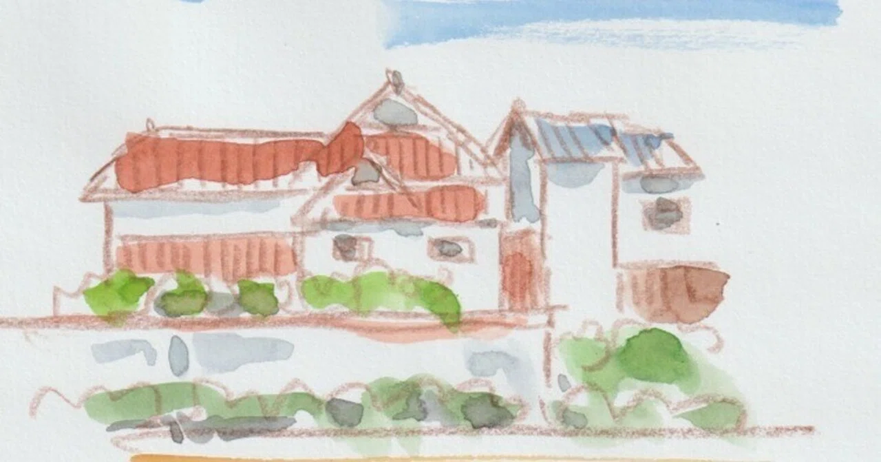 いろんな描き方で古民家描いてみた｜水彩スケッチ帖