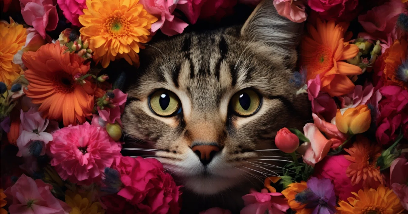 AI猫写真 vol.89 花にまみれた猫｜Yoshihiro Tanaka | taziku