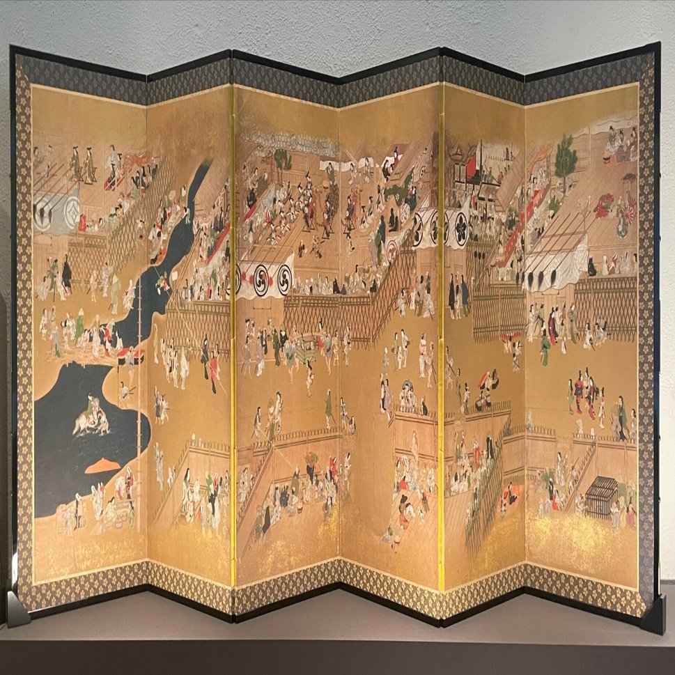 四条河原遊楽図屏風、超希少・大判画集画、新品高級額装付 風景 平治物語絵巻・三条殿焼討》と一緒にボストンへ渡った《四条河原遊楽図