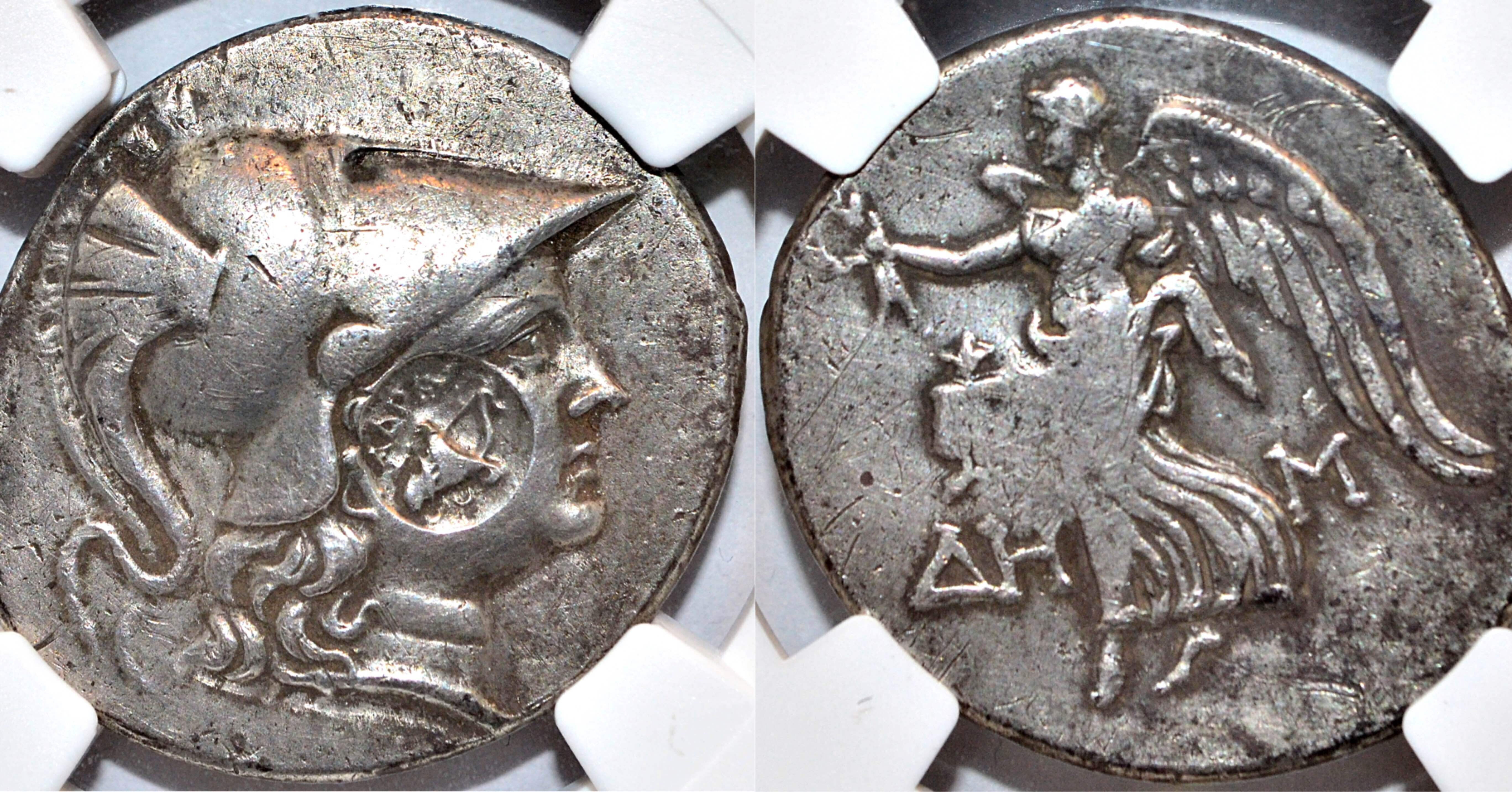 古代銀貨 神像と人物デザイン アンティークコインの世界 ｜ 古代コインのカウンターマーク｜Shelk🦋