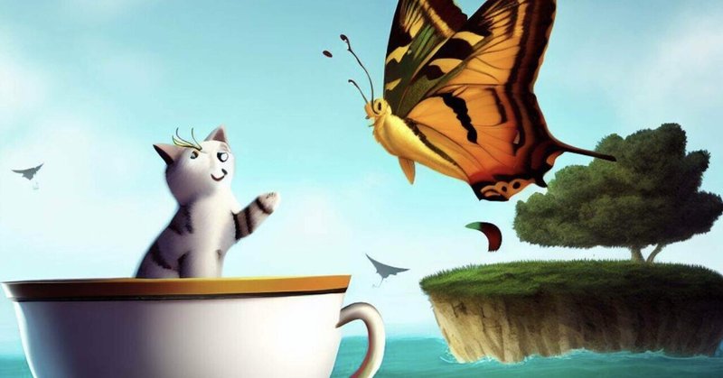 蝶と歌うネコのティーカップに浮かぶ無人島　　監修YKP