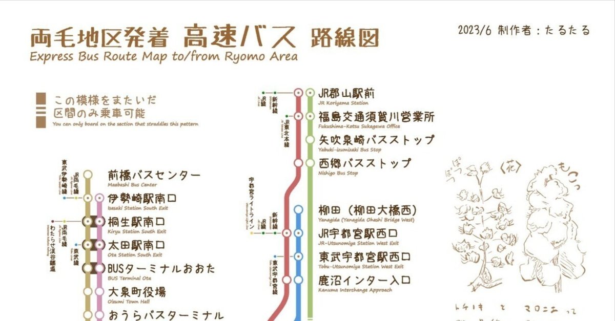 鉄オタ目線で作るバス路線図】ver.2023.06.01 両毛地区発着 高速