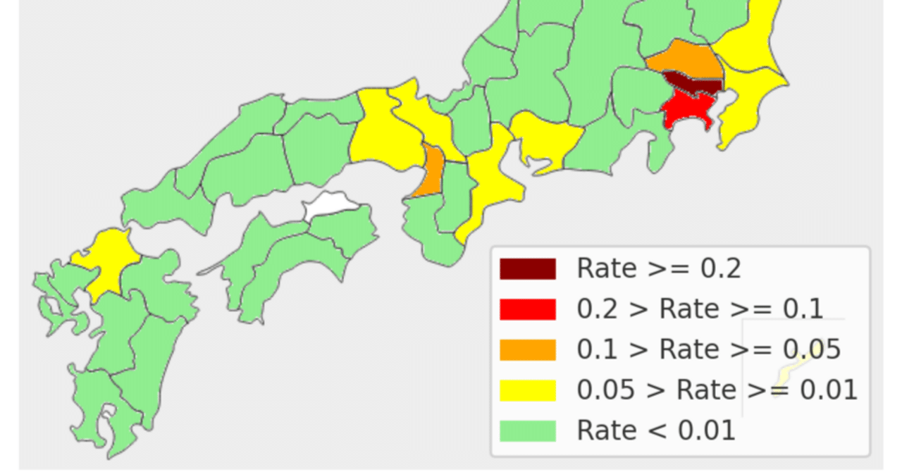Code Interpreterで日本地図を描く、階級に区分し色分け、都道府県