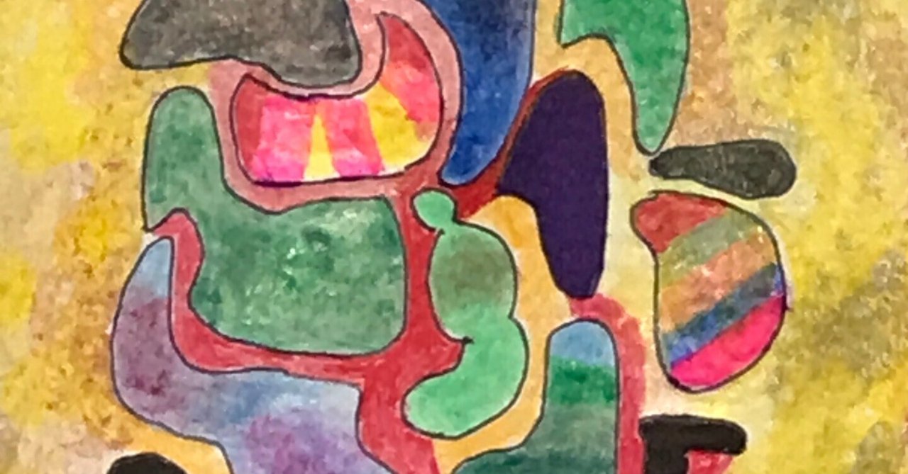 油性色鉛筆 抽象画 スケッチブック（第3回：画用紙×色鉛筆（その