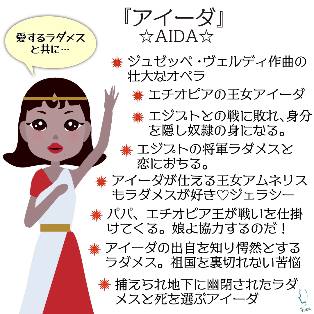 ジュゼッペ・ヴェルディのオペラより『アイーダ』のイラスト🎨｜輝っち