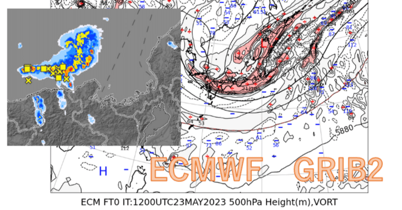 日本海西部を南下した組織化した対流雲域とECMWFのGRIB2 (１/3)